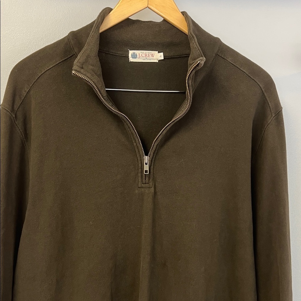 J Crew Men's Dark Forest  Green  1/4 Zip-Up Y2K Sz L